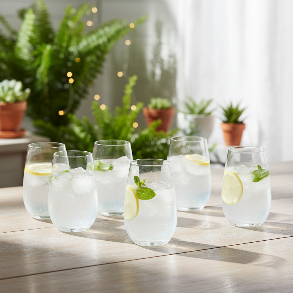 Lead Free Transparent Water Glass Set of 6 390ml BlackCarrot