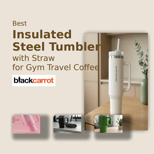 Best Insulated Stainless Steel Tumblers with Straw for Gym Travel Coffee BlackCarrot