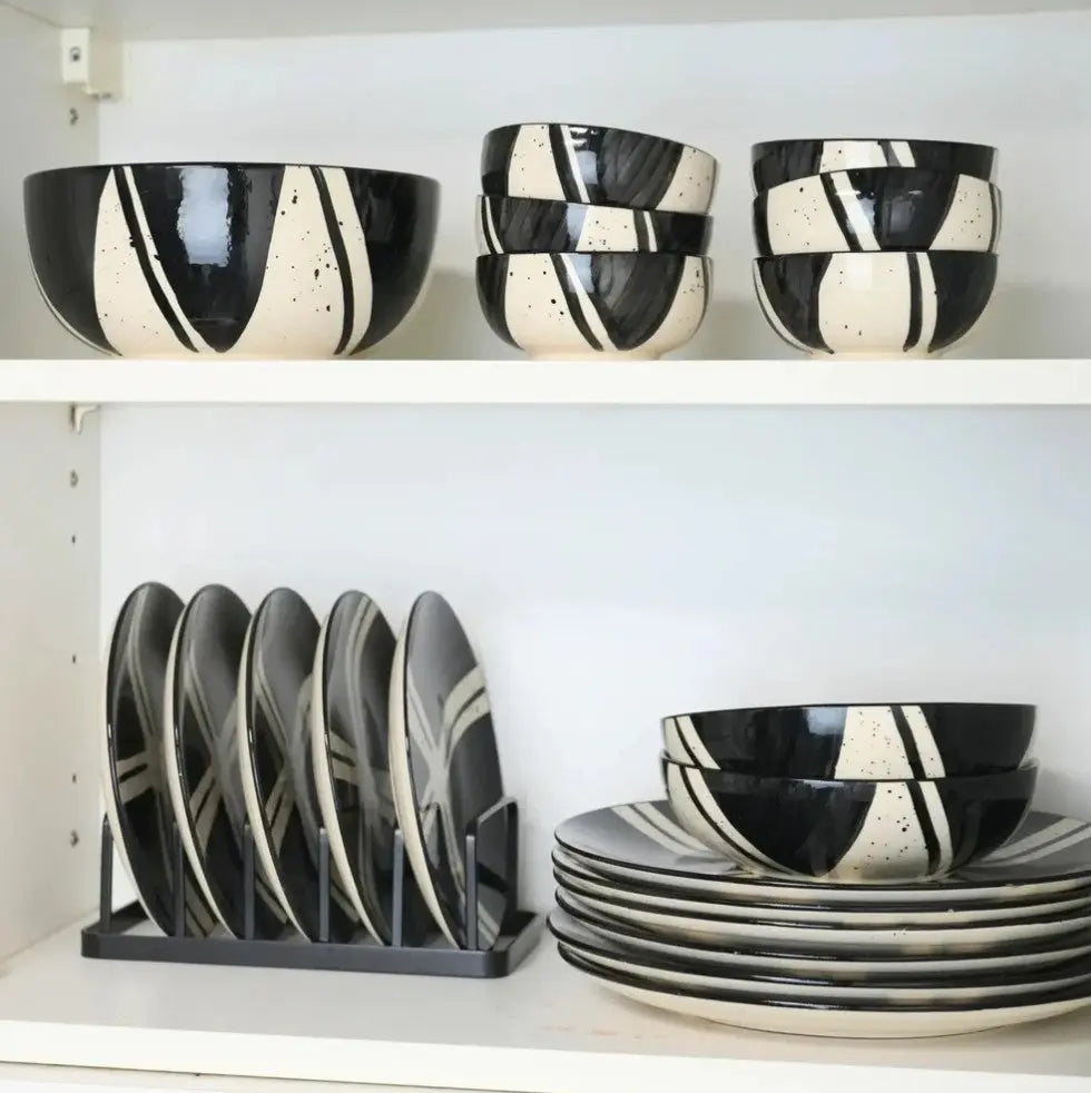 lead-free ceramic dinner set, vegan tableware, hand-painted stoneware, microwave safe plates and bowls, ethical kitchenware India