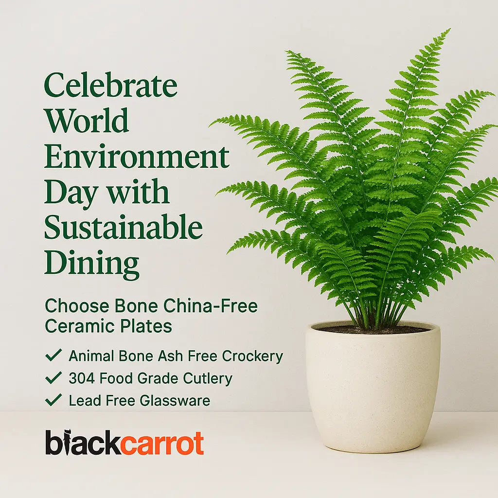 Celebrate World Environment Day with Sustainable Dining: Choose Bone China-Free Ceramic Plates BlackCarrot