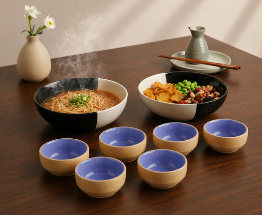 BlackCarrot ceramic snack bowl set for evening snacks and hosting
