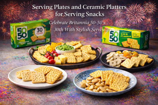 Serving Plates and Ceramic Platters for Serving Snacks: Celebrate Britannia 50-50’s 30th With Stylish Serveware BlackCarrot