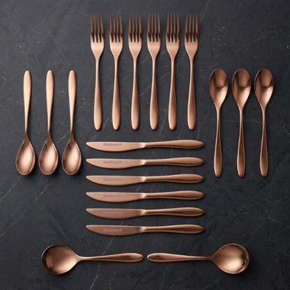 Black Carrot 304 Food Grade Stainless Steel Rose Gold Finish Cutlery Set of 20 Pcs BlackCarrot