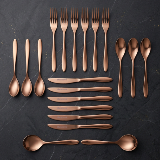 Black Carrot 304 Food Grade Stainless Steel Rose Gold Finish Cutlery Set of 20 Pcs BlackCarrot