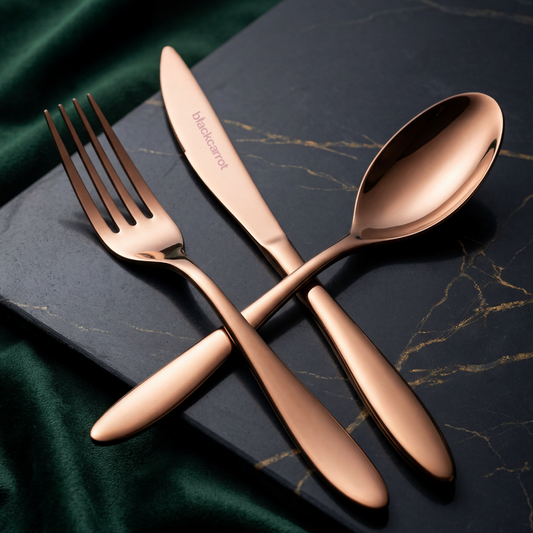 Black Carrot 304 Food Grade Stainless Steel Rose Gold Finish Cutlery Set of 3 BlackCarrot