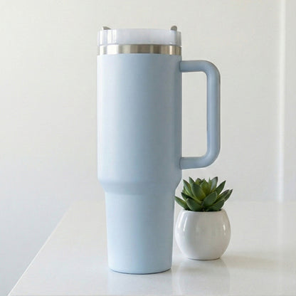 BlackCarrot Blue 1.2 Litre Insulated 304 Grade Stainless Steel Tumbler with Handle & Straw