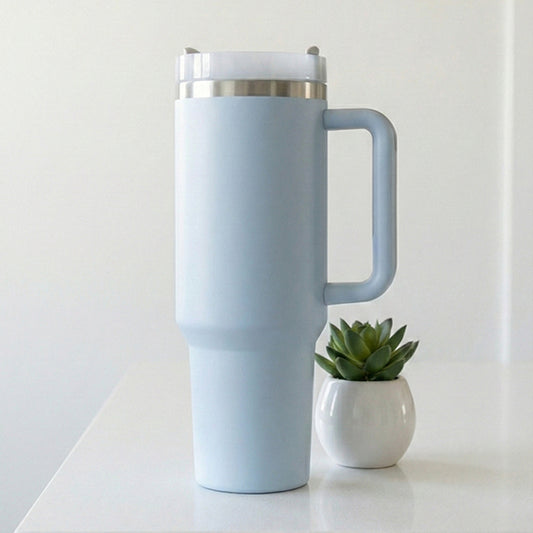 BlackCarrot Blue 1.2 Litre Insulated 304 Grade Stainless Steel Tumbler with Handle & Straw