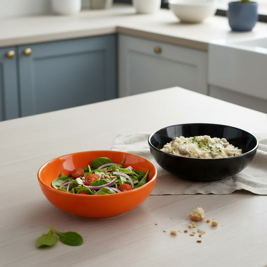 Black Carrot Premium Black & Orange Ceramic Snack Bowl Set of 2
