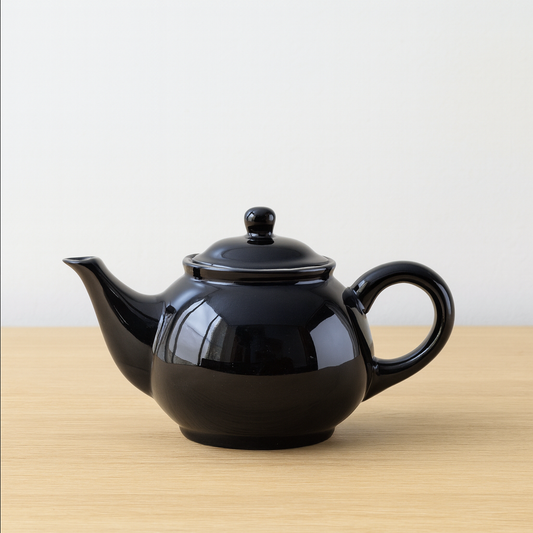 Black Ceramic Teapot | 600ml | Glossy Finish | Microwave Safe | Dishwasher Safe BlackCarrot