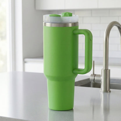 BlackCarrot Green 1.2 Litre Insulated 304 Grade Stainless Steel Tumbler with Handle & Straw