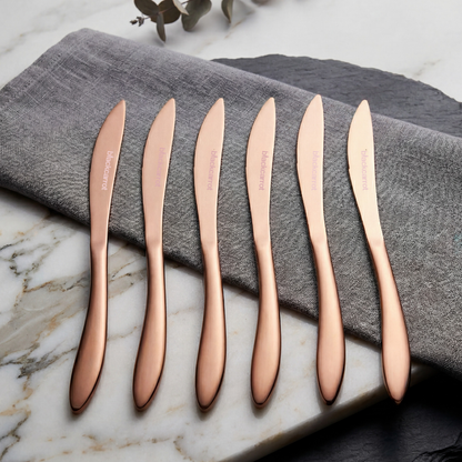 Black Carrot 304 Food Grade Stainless Steel Rose Gold Finish Knife Set of 6 BlackCarrot