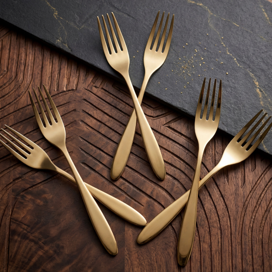BlackCarrot 304 Food Grade Stainless Steel Gold Finish Fork Set of 6 BlackCarrot