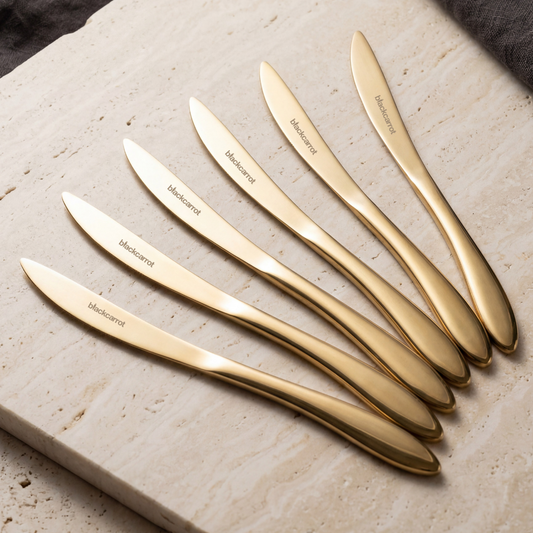 Black Carrot 304 Food Grade Stainless Steel Gold Finish Knife Set of 6 BlackCarrot