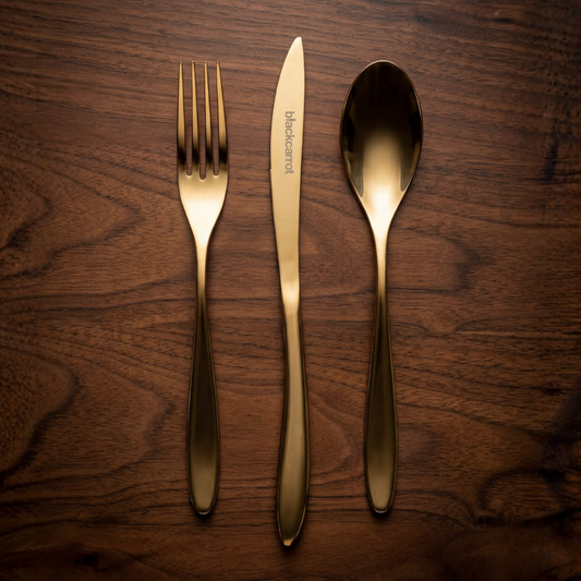 Black Carrot 304 Food Grade Stainless Steel Gold Finish Cutlery Set of 3 BlackCarrot