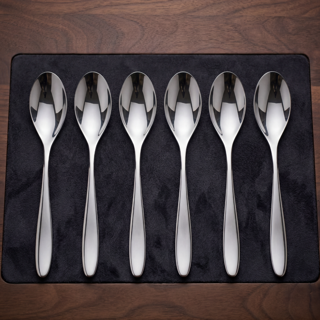 Black Carrot 304 Food Grade Stainless Steel Silver Mirror Spoon Set of 6 BlackCarrot