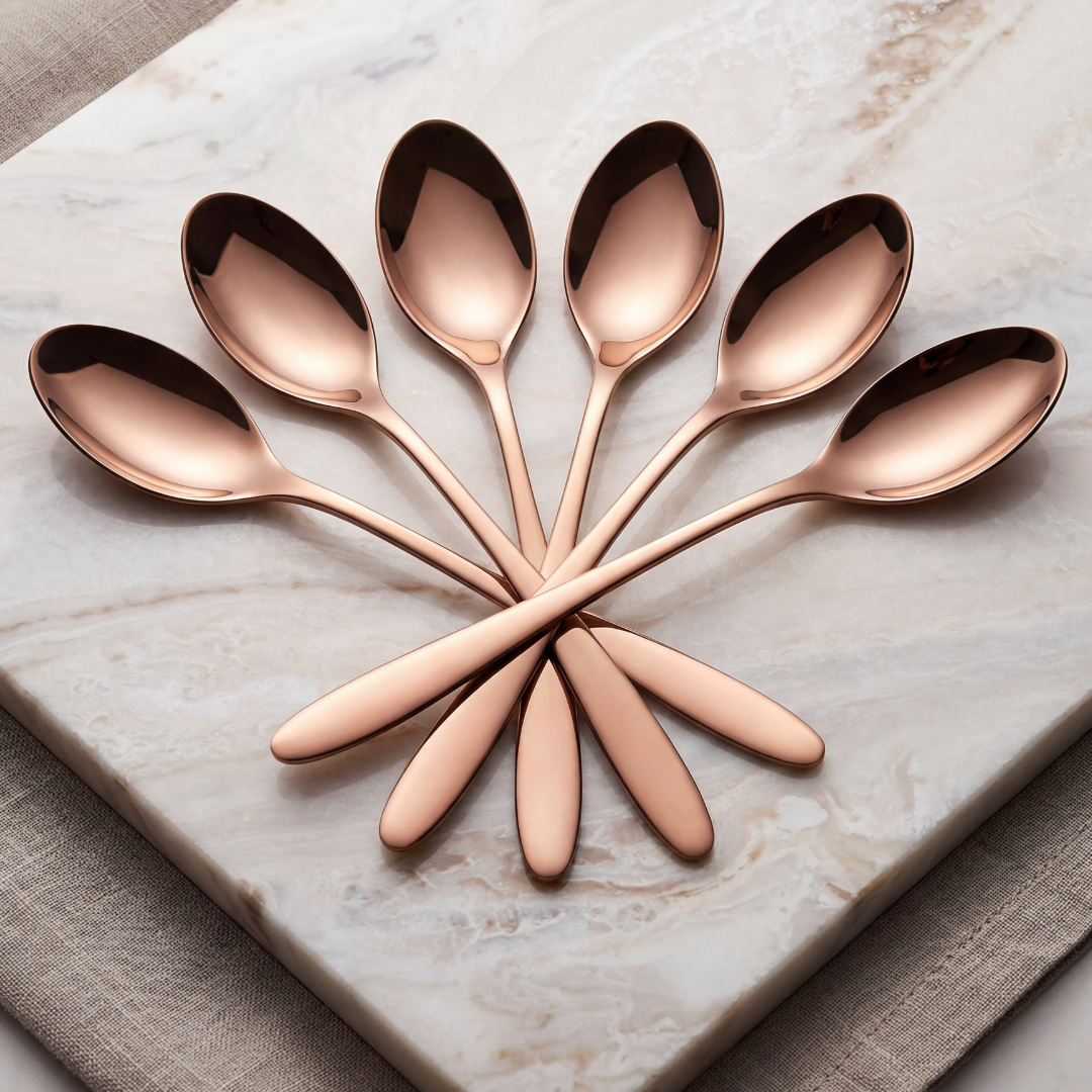 BlackCarrot 304 Food Grade Stainless Steel Rose Gold Finish Spoon Set of 6