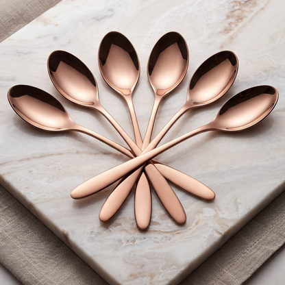 BlackCarrot 304 Food Grade Stainless Steel Rose Gold Finish Spoon Set of 6