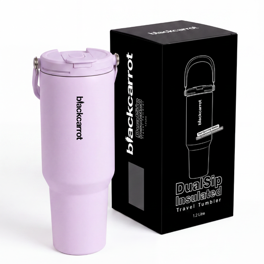 BlackCarrot Light Pink 1.2 Litre Insulated Stainless Steel Tumbler 304 Grade, Handle & Straw