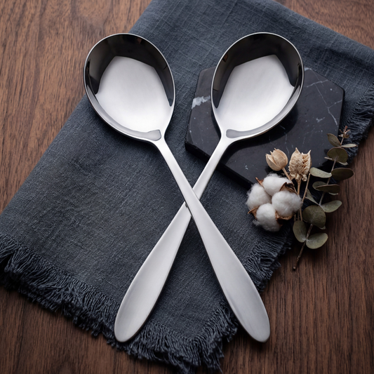 Black Carrot 304 Food Grade Stainless Steel Silver Mirror Finish Serving Spoon Set of 2 BlackCarrot