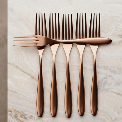 BlackCarrot 304 Food Grade Stainless Steel Rose Gold Finish Fork Set of 6 BlackCarrot