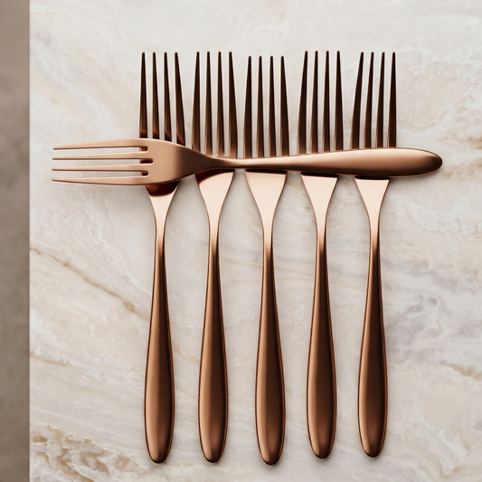 BlackCarrot 304 Food Grade Stainless Steel Rose Gold Finish Fork Set of 6 BlackCarrot
