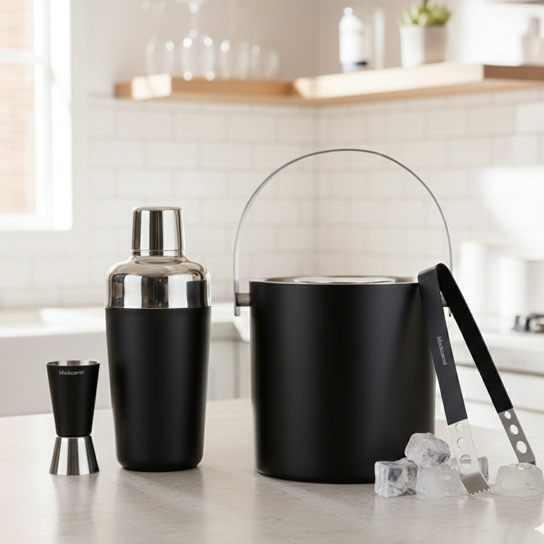 BlackCarrot Premium Stainless Steel Bartender Kit Set of 4