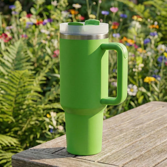 BlackCarrot Green 1.2 Litre Insulated 304 Grade Stainless Steel Tumbler with Handle & Straw