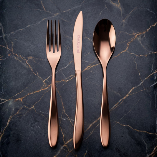 Black Carrot 304 Food Grade Stainless Steel Rose Gold Finish Cutlery Set of 3 BlackCarrot