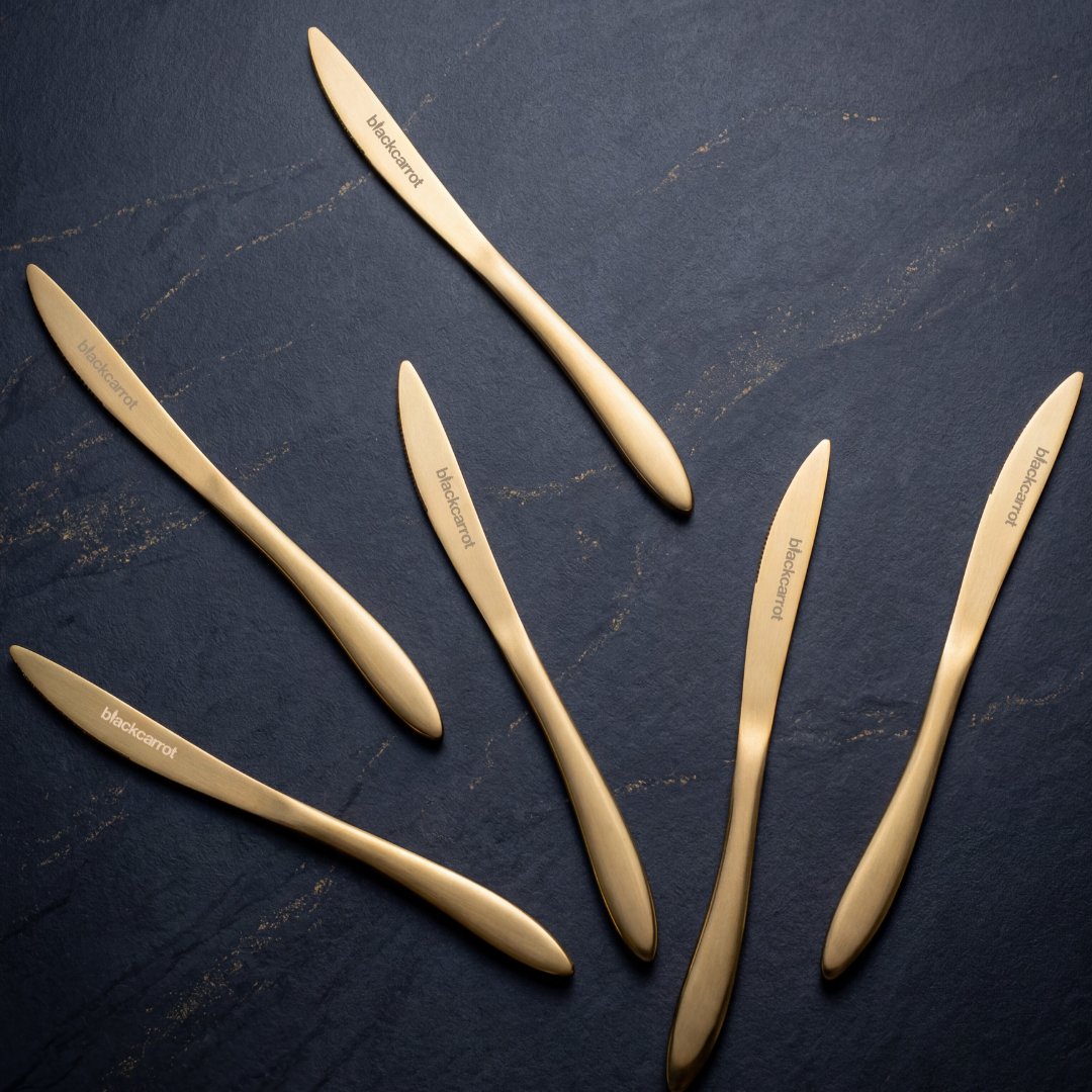 Black Carrot 304 Food Grade Stainless Steel Gold Finish Knife Set of 6 BlackCarrot