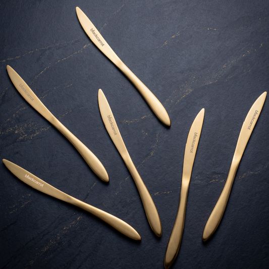 Black Carrot 304 Food Grade Stainless Steel Gold Finish Knife Set of 6 BlackCarrot