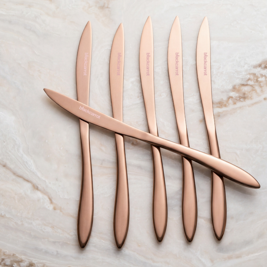 Black Carrot 304 Food Grade Stainless Steel Rose Gold Finish Knife Set of 6 BlackCarrot