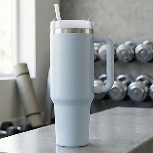 BlackCarrot Blue 1.2 Litre Insulated 304 Grade Stainless Steel Tumbler with Handle & Straw