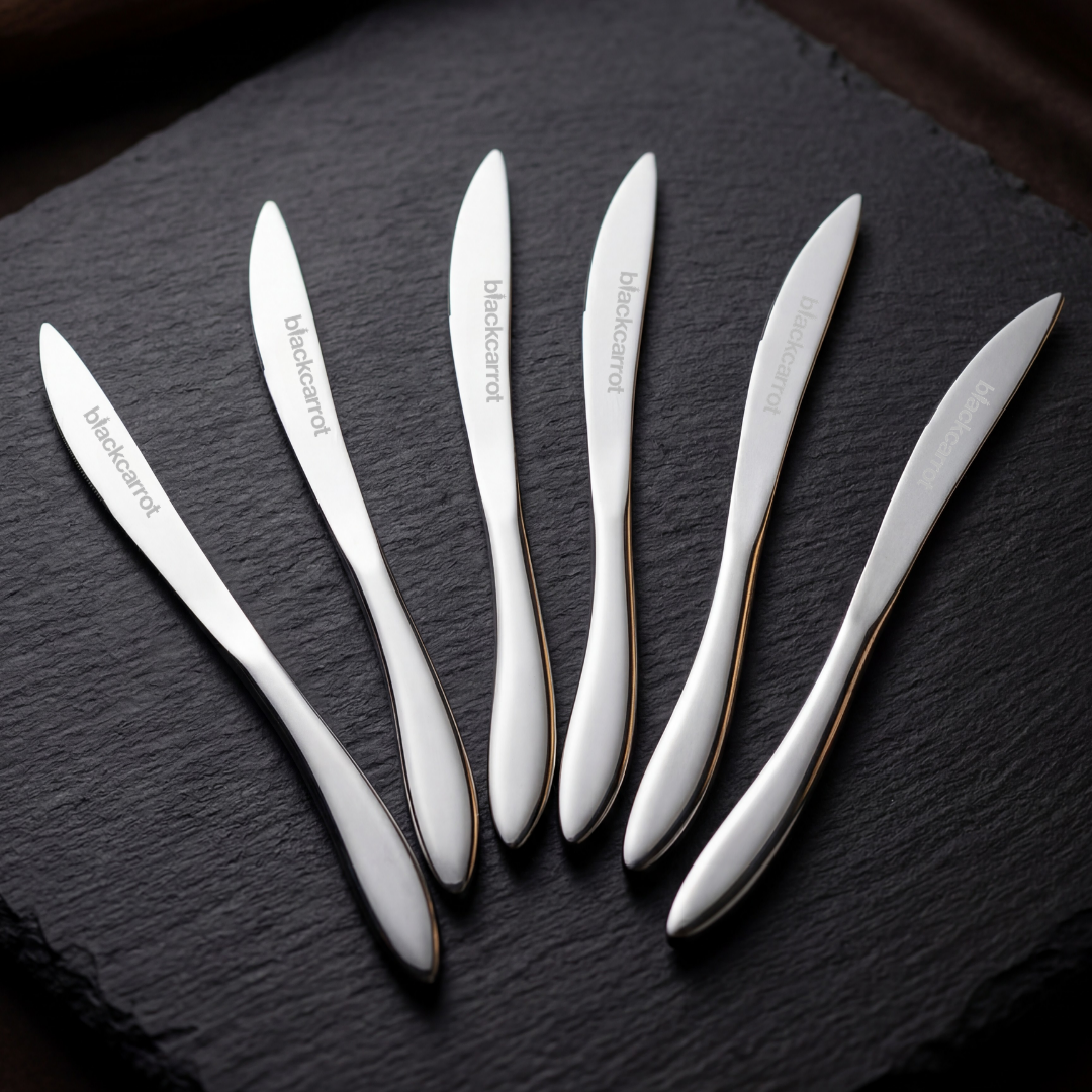 Black Carrot 304 Grade Stainless Steel Silver Mirror Finish Knife Set of 6