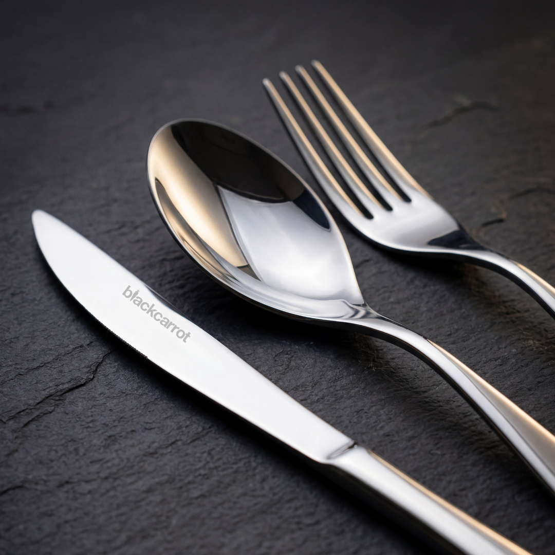 Black Carrot 304 Food Grade Stainless Steel Silver Mirror Finish Cutlery Set of 3 BlackCarrot
