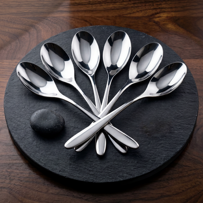 Black Carrot 304 Food Grade Stainless Steel Silver Mirror Spoon Set of 6 BlackCarrot