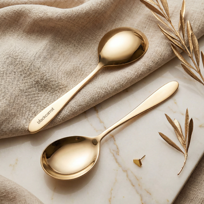 Black Carrot Stainless Steel 304 Food Grade Gold Finish Serving Spoon set of 2 BlackCarrot