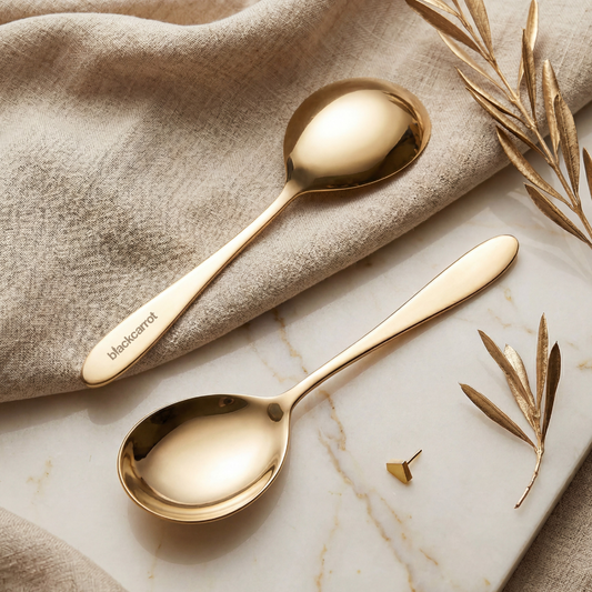 Black Carrot Stainless Steel 304 Food Grade Gold Finish Serving Spoon set of 2 BlackCarrot