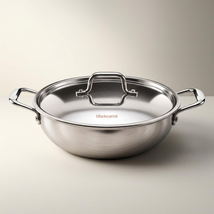 BlackCarrot TriPly Stainless Steel (3 L) Kadhai with Stainless Steel Lid