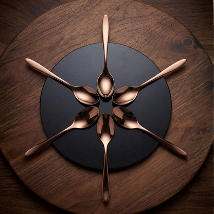 BlackCarrot 304 Food Grade Stainless Steel Rose Gold Finish Spoon Set of 6