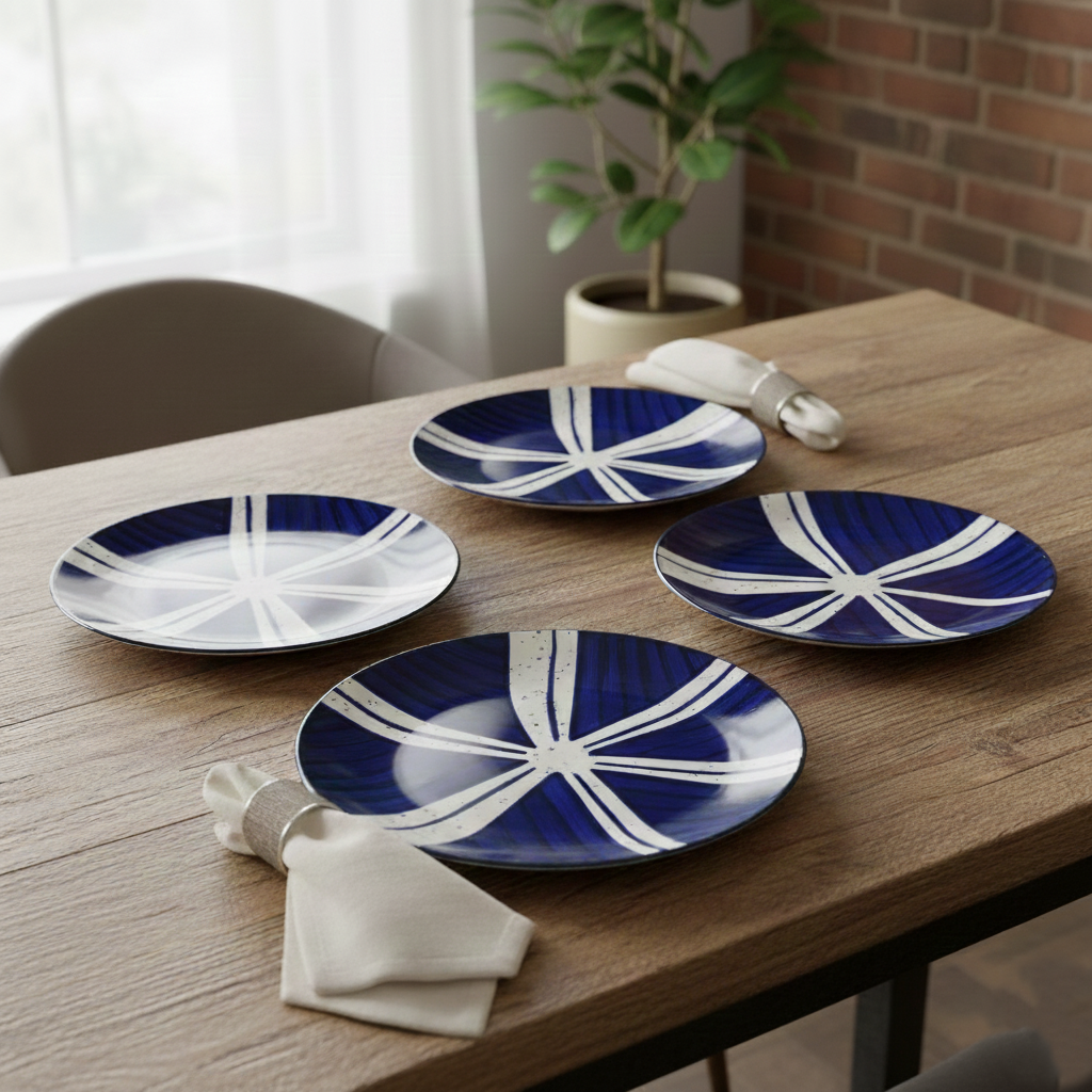 Black Carrot 16 Piece Blue and White Ceramic Dinner Set BlackCarrot