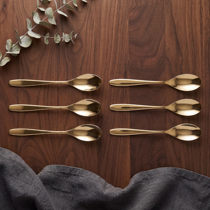 BlackCarrot 304 Food Grade Stainless Steel Gold Finish Spoon Set of 6