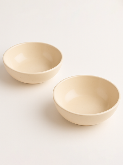 Premium White Ceramic Snack Bowl Set of 2 BlackCarrot