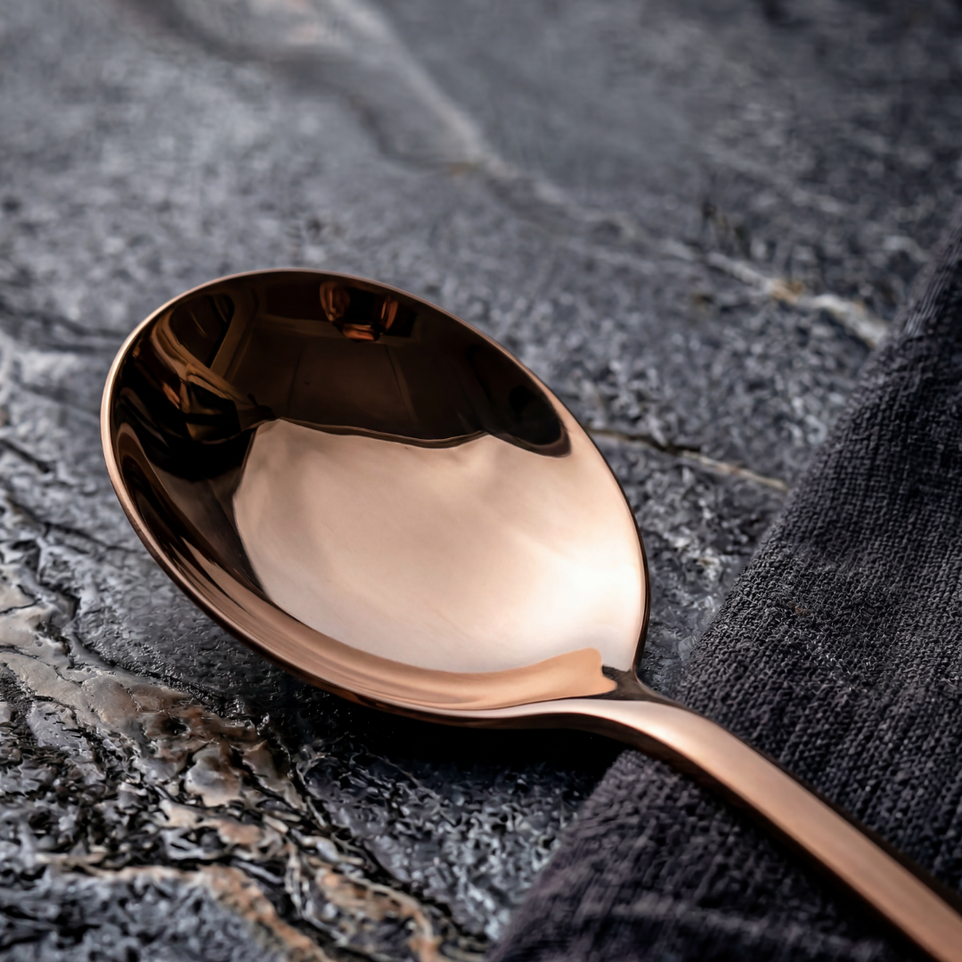 Black Carrot Stainless Steel 304 Food Grade Rose Gold Finish Serving Spoon set of 2 BlackCarrot