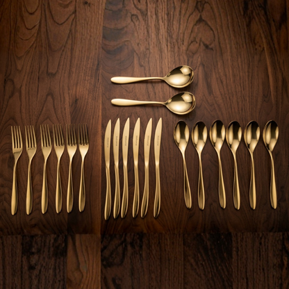 Black Carrot 304 Food Grade Stainless Steel Gold Finish Cutlery Set of 20 Pcs BlackCarrot