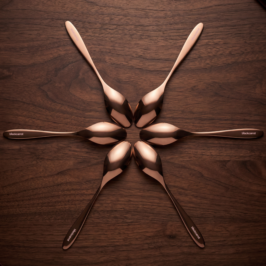 BlackCarrot 304 Food Grade Stainless Steel Rose Gold Finish Spoon Set of 6