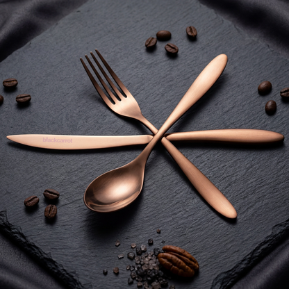 Black Carrot 304 Food Grade Stainless Steel Rose Gold Finish Cutlery Set of 3 BlackCarrot