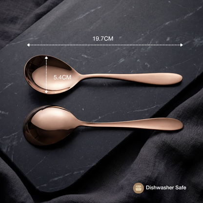 Black Carrot Stainless Steel 304 Food Grade Rose Gold Finish Serving Spoon set of 2 BlackCarrot