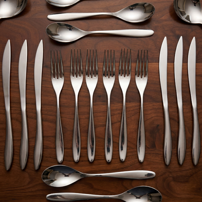 Black Carrot 304 Food Grade Stainless Steel Silver Mirror Finish Cutlery Set of 20 Pcs BlackCarrot
