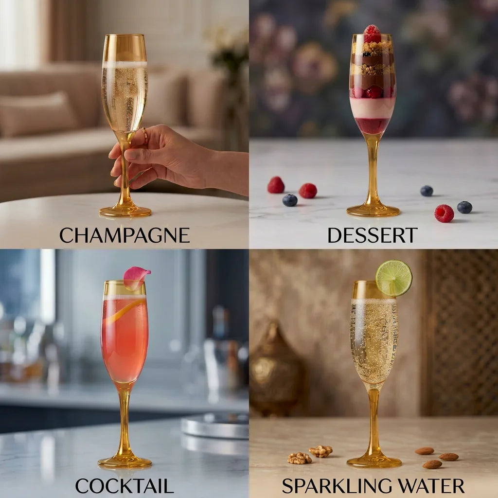 Black Carrot Golden Champagne Glass Set of 6 (170ml)