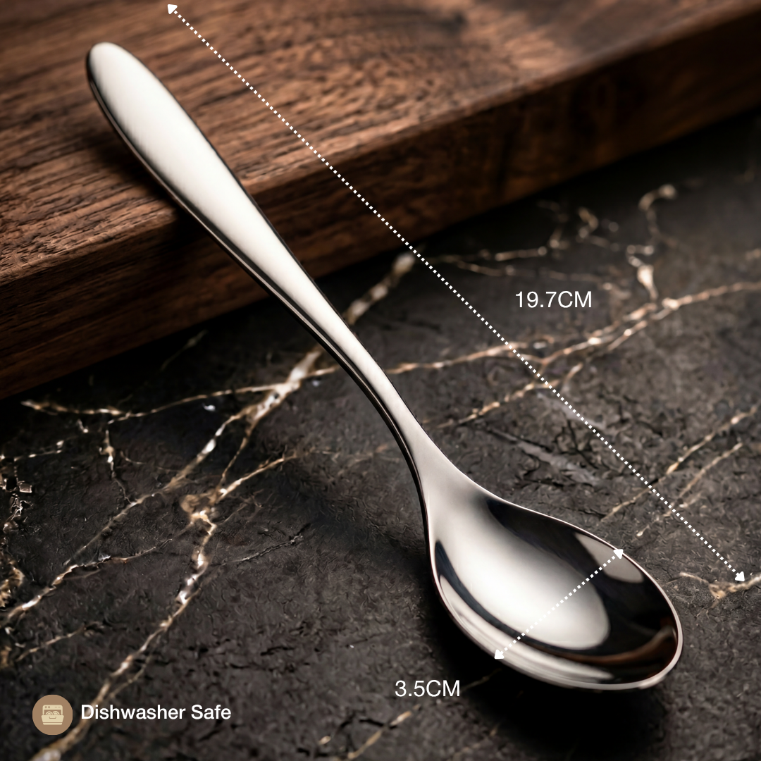 Black Carrot 304 Food Grade Stainless Steel Silver Mirror Spoon Set of 6 BlackCarrot